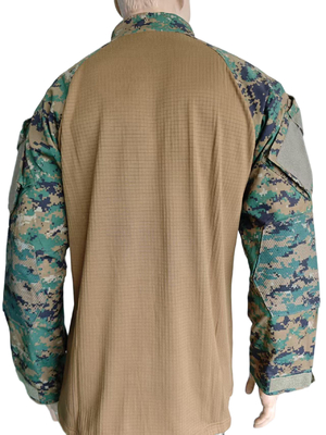 Militärisches Tarnmuster-Oberteil mit hohem Kragen, halber Knopfleiste, atmungsaktiv, Tarnmuster-Workout-Oberteile