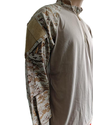 Tactical Camo Combat Shirt Half Zip Breathable Polyester Cotton