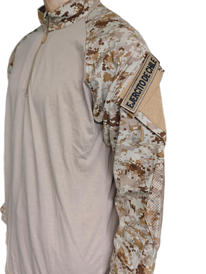 Tactical Camo Combat Shirt Half Zip Breathable Polyester Cotton