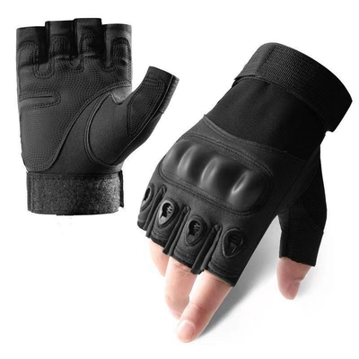 Hard Knuckle Combat Half Finger Tactical Gloves Shock Resistant For Hiking Shooting